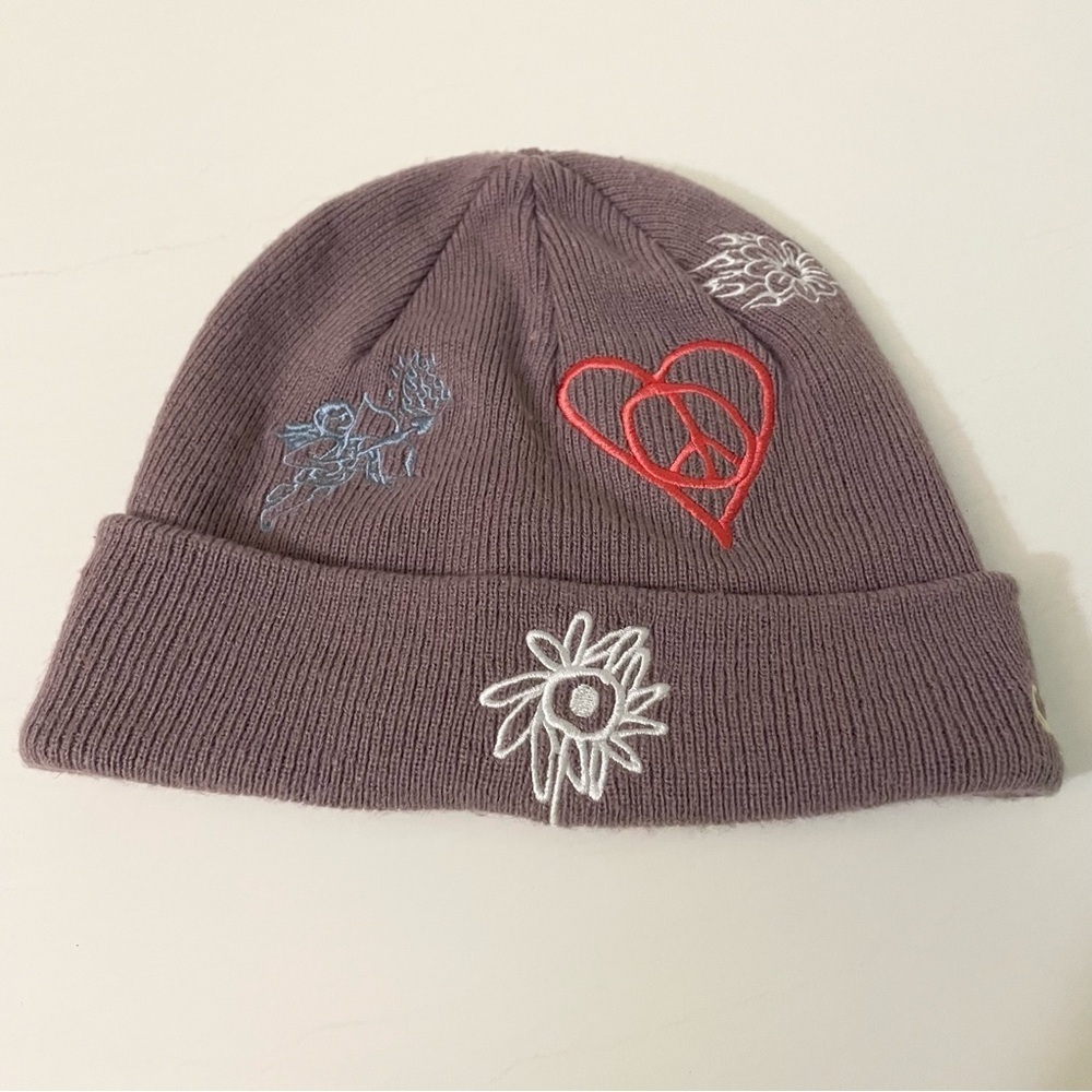 OBEY Embroidered Yeji Beanie Hat Qupid Tattoo Graffiti